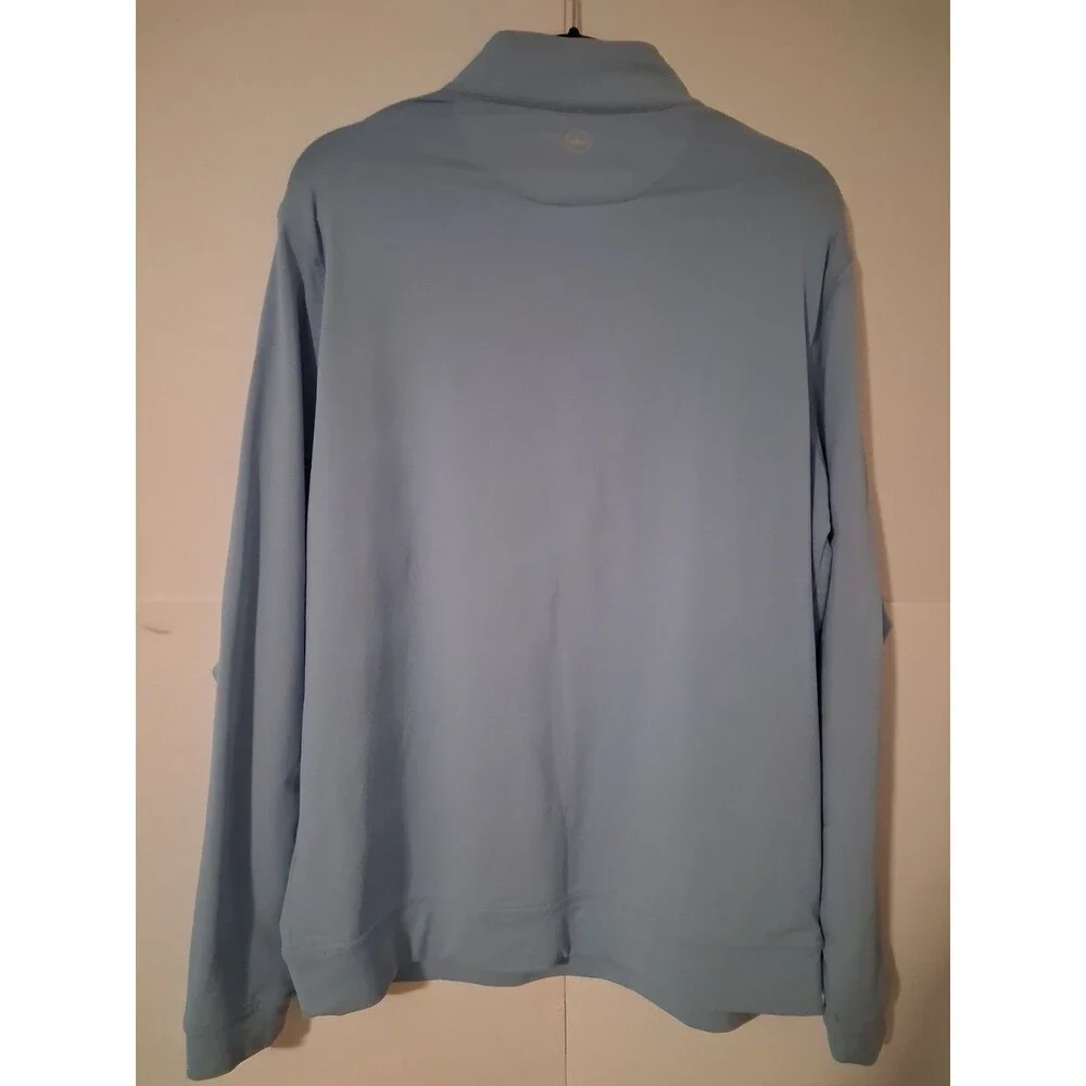 Peter Millar Men's Performance Quarter Zip Pullover Light Blue LIV Golf Large